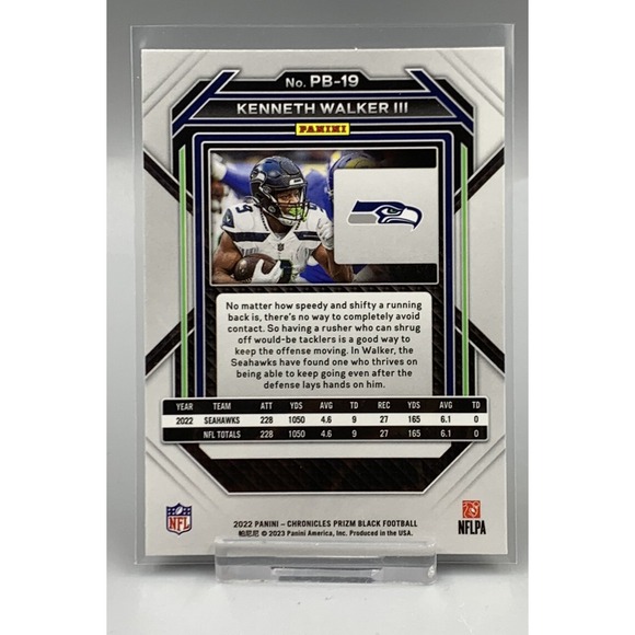 2022 Panini Chronicles Prizm Black Kenneth Walker‎ III #PB-19 Rookie Card - Picture 2 of 3